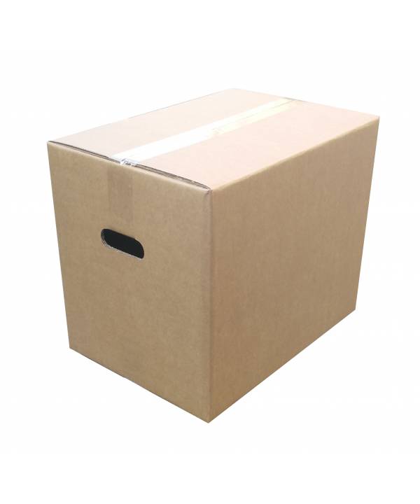 Caja de cartón marrón de 43 x 31 x 36 c/asas